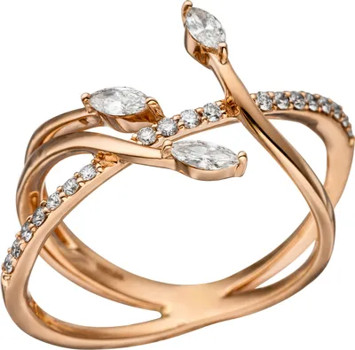 Produktbild von Gr. 60 Damen Ring verschlungen 585 Gold Rotgold 22 Diamanten Brillanten Rotgoldring