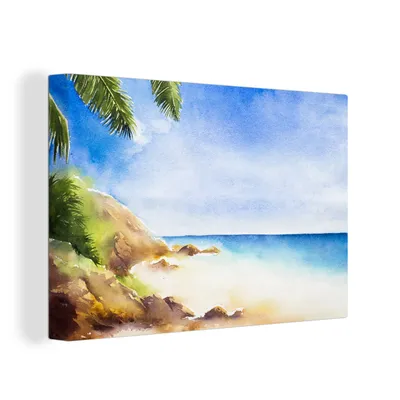 Produktbild von OneMillionCanvasses® - Leinwandbilder - 150x100 cm, Meer - Strand - Berge, Wandbilder Kunstdruck Wanddekoration