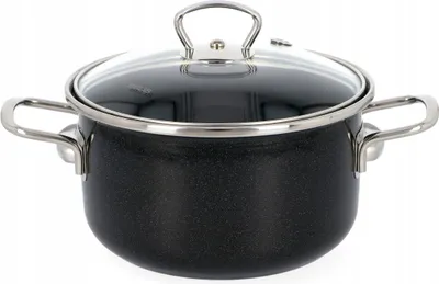 Produktbild von BELIS/SFINX Emaille-Topf mit Glas. SFINX PREMIUM 18 cm, 2,2 l