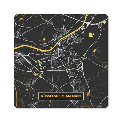 Produktbild von MuchoWow® Mauspad Mousepad Gold - Deutschland - Karte - Stadtplan - Rüsselsheim am Main 20x20 cm - Mousepads - Maus Mat - Pad - Mausunterlage - Desk Mat - Bureauartikeln