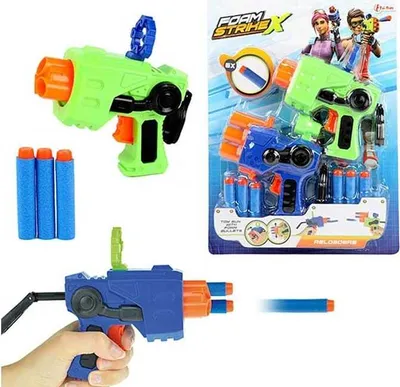 Produktbild von Toi-toys die Nachlade-Spielzeugpistole mit Schaumstoffpfeilen, 2 Stück in einer Packung