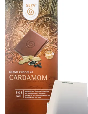 Produktbild von Gepa Kardamom Schokolade (100g Packung) + usy Block