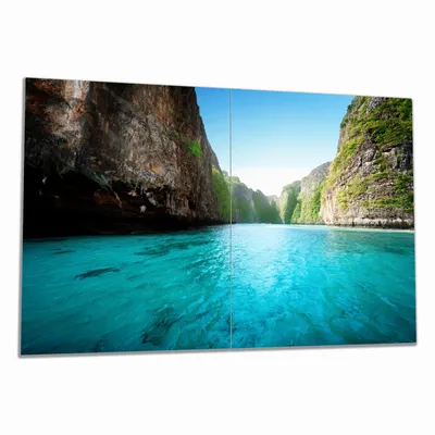 Produktbild von Wallario Herdabdeckplatte aus Glas, Größe 80 x 52 cm 2-teilig, Motiv Fluss in den Tiefen der Schlucht