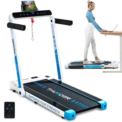 Produktbild von THUNDER® Elektrisches Laufband 14 km/h 2HP Maximales Benutzergewicht 130 kg Weiß Dämpfung Gewicht der Einheit 34 kg LED-Anzeige