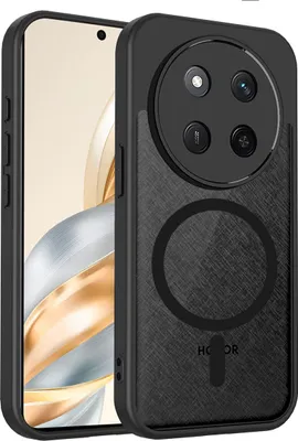 Image de Etui magnétique pour Honor X9C, étui PC dur translucide avec cadre TPU souple Noir