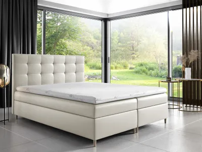Produktbild von Boxspringbett Schlafzimmerbett ARVID 180x200cm Kunstleder Creme