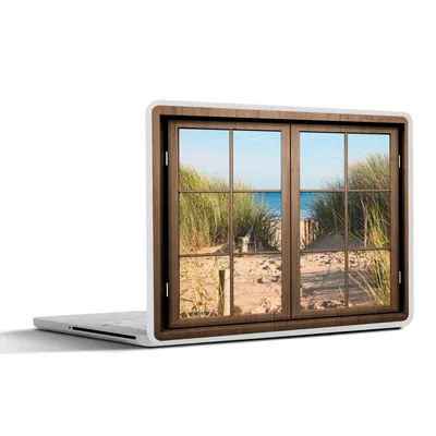 Produktbild von MuchoWow® Laptop Aufkleber Sticker Cover Aussicht - Strand - Gras 40x30 cm - Laptop Dekoration - Selbstklebend