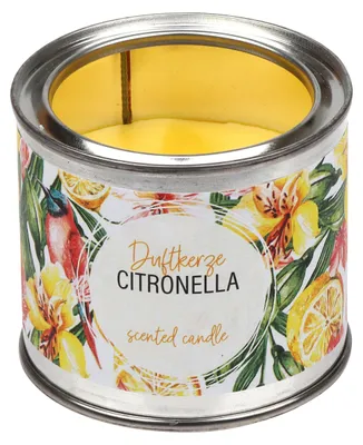 Produktbild von Citronella Kerze in der Metalldose Gelb "Tropical" 67/72 mm