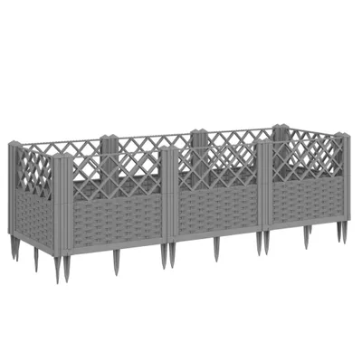 Obrázek produktu pro Zahradní truhlík s kolíky světle šedý 123,5 x 43,5 x 43,5 cm PP