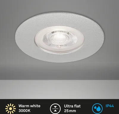 Productafbeelding van Briloner LED inbouwlamp, IP44, 5W, 460 lm, 3000 K (warm wit), rond, chroom, mat