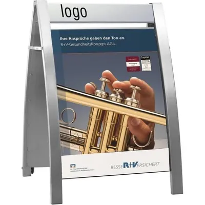 Produktbild von kerkmann Plakatständer Boston II DIN A1 alusilber fahrbar Speditionsversand