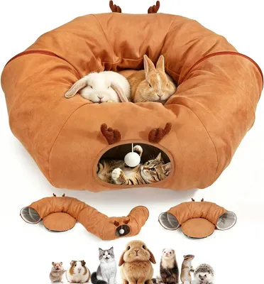 Image de Tunnel pour chat, en peluche pliable, 3 en 1, pour intérieur et extérieur