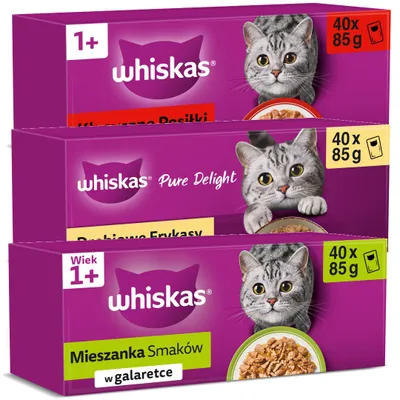 Zdjęcie produktu dla Whiskas Adult 120x85g Mokra Karma Dla Kota Mix Smaków w Galaretce i Sosie
