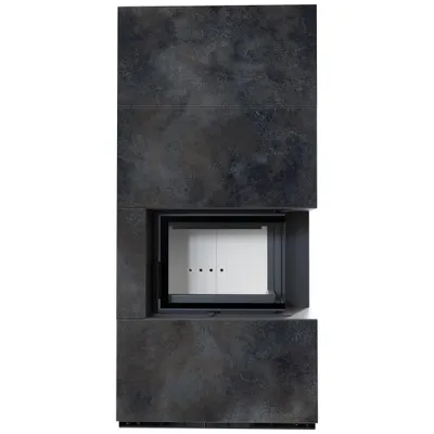 Produktbild von Kaminbausatz KRATKI FLOKI BOX rechts 8 kW Ø 160 Quarzsinter OSSIDO NERO