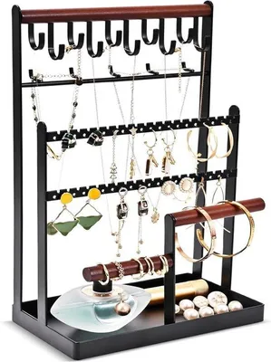 Produktbild von Famanu Schmuckständer - für Ohrringe, Ketten, Ringe, Armbänder, schwarz