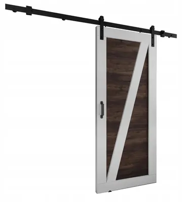 Produktbild von KierMoebel Schiebetür Komplettset LOFT ADIO 3 Weiße & Dunkle Asche 96x205x3,2 cm, Wohnzimmer Schiebetür