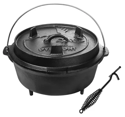 Image de Four hollandais - Fonte - 8,8 L - Avec poignée de couvercle - Pour feu de camp et cuisinière