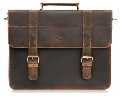 Produktbild von Paolo Peruzzi Herrentasche Umhängetasche Arbeit Tache aus Echtes Leder Vintage-Stil Neu groß Braun