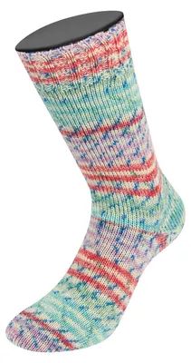 Produktbild von Lana Grossa - Landlust die Sockenwolle 6-F 150g 928 türkis mintgrün blau ecru rosa gestreift gesprenkelt
