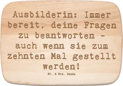 Produktbild von Mr. & Mrs. Panda Frühstücksbrettchen Spruch Ausbilderin Geduld - Transparent - Geschenk, Mentorin, Holzbrett, Schneidebrett, Motivation, handgefertigte Geschenke, Beruf