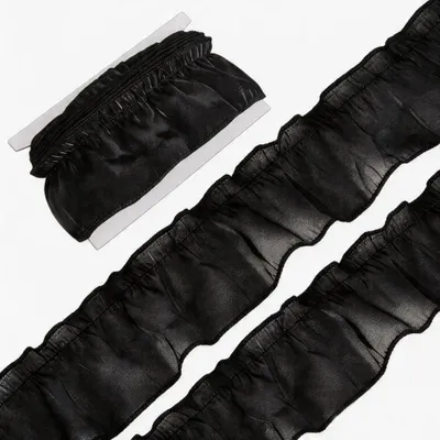 Rüschen-Kantband 9,14 m, 7 cm, Polyester, schwarz