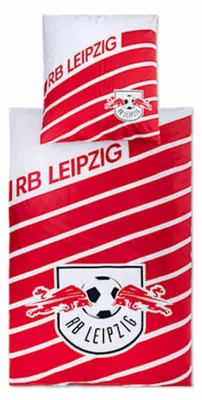 Produktbild von RBL Stripe Bettwäsche-Set 135x200 cm & 80x80 cm – Elegantes Streifen-Design – Weiche Baumwolle mit Reißverschluss – Atmungsaktiv & Hautfreundlich – Farbe Rot