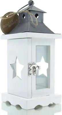 Produktbild von Boltze Weihnachtslaterne Davos L Weiß 36 cm - Holz & Metall