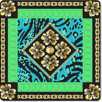 Produktbild von MuchoWow® Mauspad Mousepad Tiermuster - Blumen - Halskette - Gold - Muster 20x20 cm - Mousepads - Maus Mat - Pad - Mausunterlage - Desk Mat - Bureauartikeln