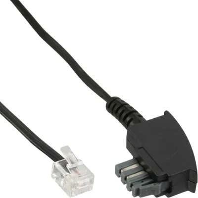 Produktbild von InLine TAE-N Anschlusskabel, TAE-N zu RJ11 (6P4C), 1m, 1 m, TAE-N, RJ11, Stecker, Stecker, Schwarz