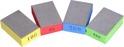 Produktbild von Gegalanisierte Schleifblöcke: 4-teilig, diamantbesetzt, Handpolierpads