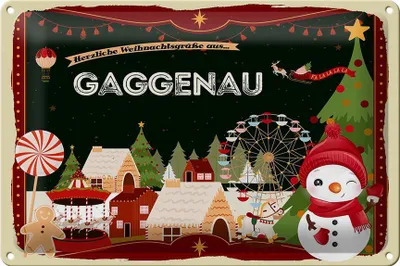 Produktbild von Blechschild Weihnachten Grüße GAGGENAU 30x20cm