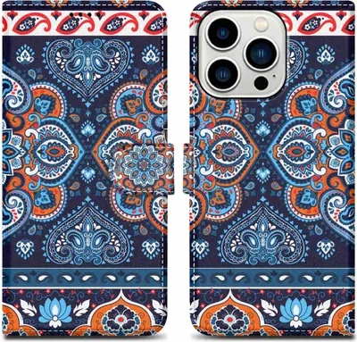 Produktbild von Cadorabo Schutzhülle für Apple iPhone 14 PRO Hülle Design Blau Handyhülle Schutzhülle Etui Magnetisch Case Cover