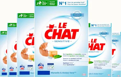 Image de Lessive en poudre Le Chat Sensitive - Marseille et Aloe Vera - 6 x 38 lavages - Pack économique