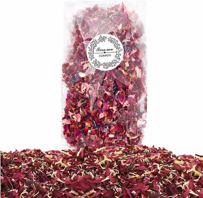 Produktbild von 1 Liter Blütenblätter-Konfetti für Hochzeiten, aus getrockneten Rosenblättern, biologisch abbaubar, getrocknete Rosenblätter zur Hochzeitsdekoration