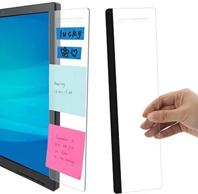 Image de 2 supports en acrylique pour post-it à fixer sur l'écran - Organiseur pour messages et notes