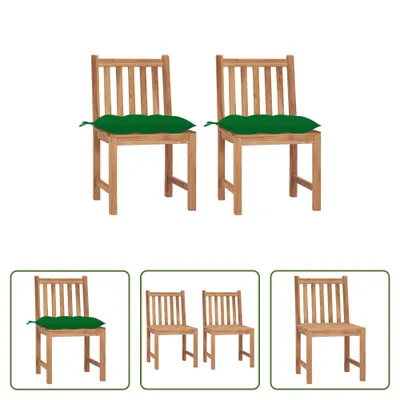 Produktbild von The Living Store Gartenstühle 2 Stk. mit Kissen Massivholz Teak