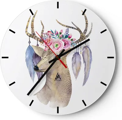 Produktbild von Wanduhr - Rund - Glasuhr - Lieber Kopf hipster illustration - 30x30cm - Schleichendes Uhrwerk - Lautlos - zum Aufhängen bereit - Dekoration Modern - Wanddekoration aus Glas - C3AR30x30-3113