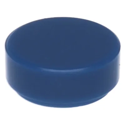 A single, dark blue, round tile or brick.