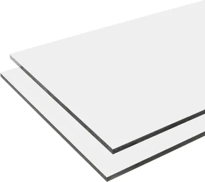 Two white HPL sheets are stacked on a white background.