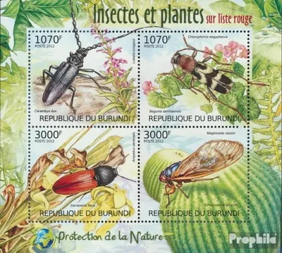 Produktbild von Briefmarken Burundi 2012 Mi 2535-2538 Kleinbogen (kompl.Ausg.) postfrisch Seltene Insekten und Pflanzen