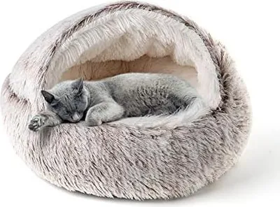 Produktbild von CATISM Katzenbett Flauschig Katzendecke, 50cm Gemütlich Katzenbett für große Katzenkätzchen Washbar KuscheIn Hundebett Hundehaus Weiche Bequeme Kaffee