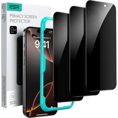 Image de Film de protection d'écran pour iPhone 16 Pro Max, anti-regard, 3 pièces, en verre trempé