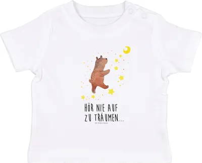 Produktbild von Mr. & Mrs. Panda Organic Baby Shirt Bär Träume 0. - 6. Monat - Weiß - Geschenk, Traum, Traumdeutung, Kinder T-Shirt, Träumen, , Teddy, Babyshirt, Oberteil