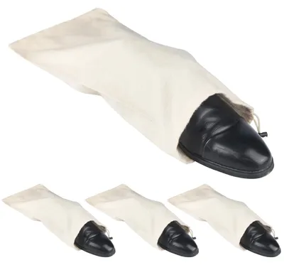 Produktbild von Baumwoll-Schuhaufbewahrungstasche mit Kordelzug, Set von 4