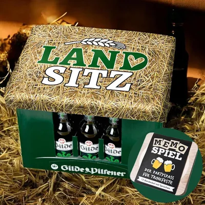 Produktbild von LANDSITZ - Sitzauflage + Bierdeckel Memospiel - für Bierkiste