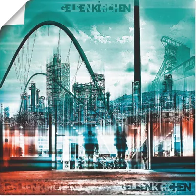Produktbild von ARTland Poster Gelsenkirchen Skyline Collage 02 Größe: 70x70 cm