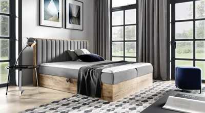 Obrázek produktu pro Manželská postel CHANTELLE 4 - 200x220, šedá + topper