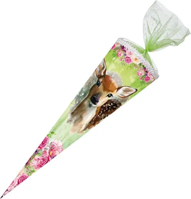 Produktbild von Nestler Schultüte Rehkitz Organza eckig 85cm