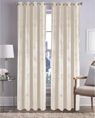 Produktbild von Vorhang mit Ösen aus Velours-Struktur 140x260 cm blickdicht Vorhänge Wohnzimmer Schlaufenschal Schlafzimmer, Farbe: Creme