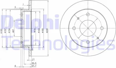 Produktbild von 2x DELPHI Bremsscheibe BG3337 für HYUNDAI ATOS (MX) 43 7mm 230mm